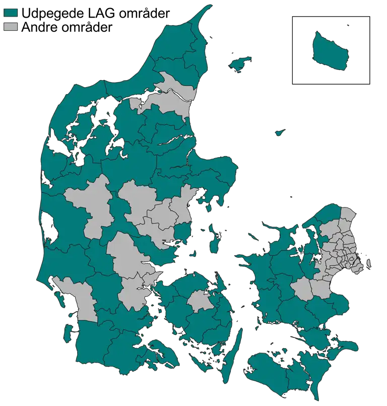 Danmarkskort med udpegede LAG-områder