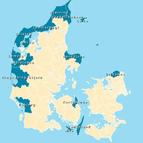 Danmarkskort over FLAG-områder