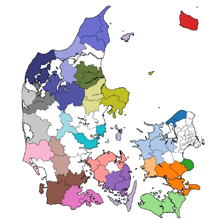 Danmarkskort over LAG-områderne